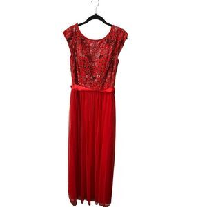 Vintage Patra Women's Size 10 Red Sequin Evening Gown Formal‎ Long Dress
